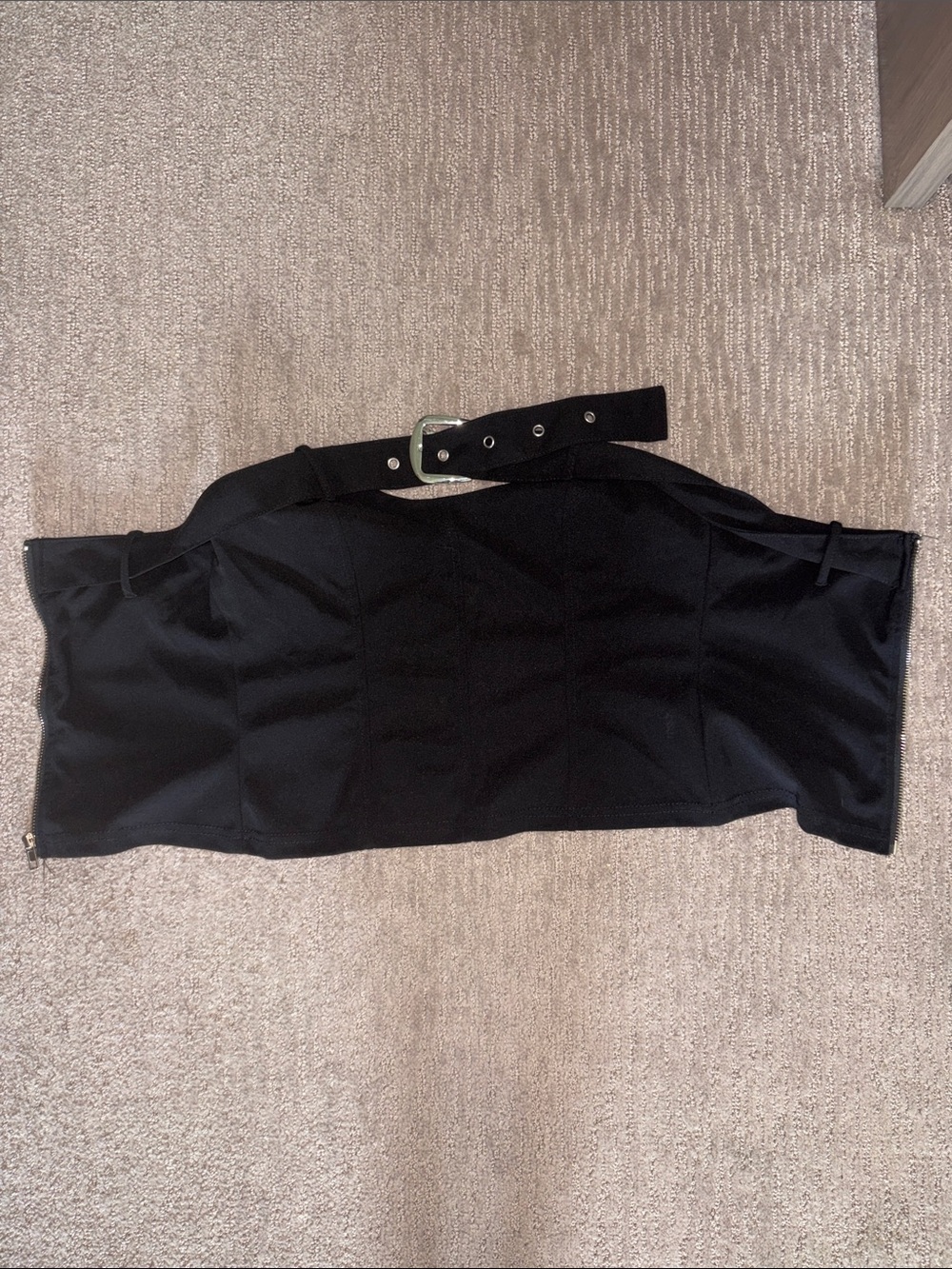 Black Strapless Belted Bustier Top